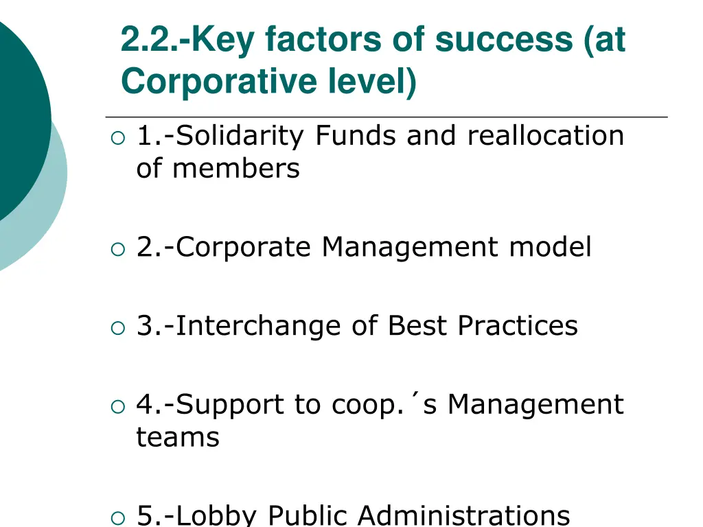 2 2 key factors of success at corporative level