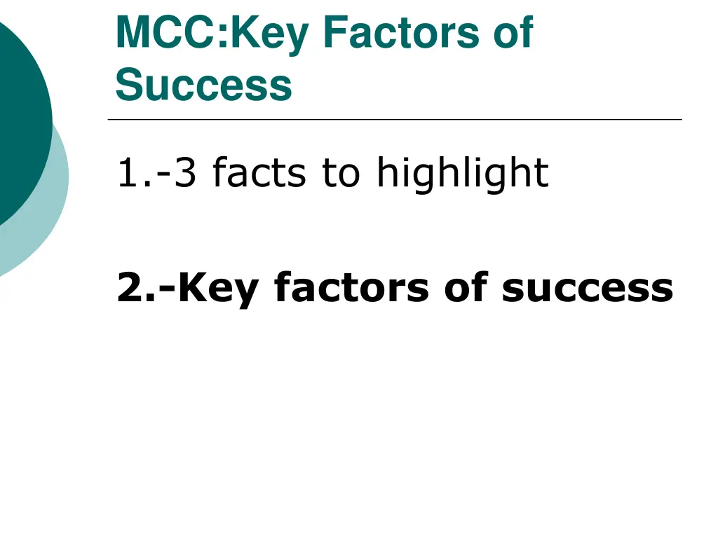 mcc key factors of success 1