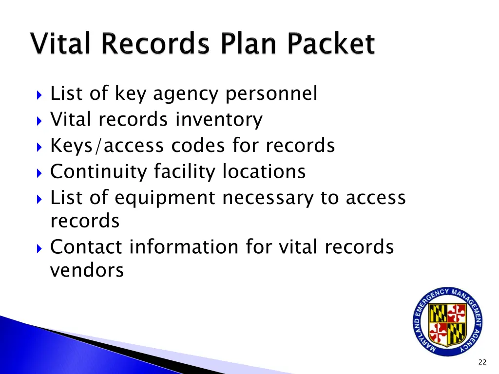 list of key agency personnel vital records