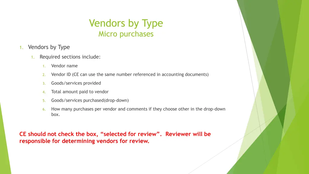 vendors by type micro purchases