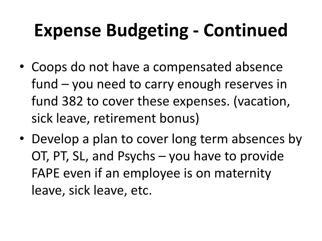 expense budgeting continued 1