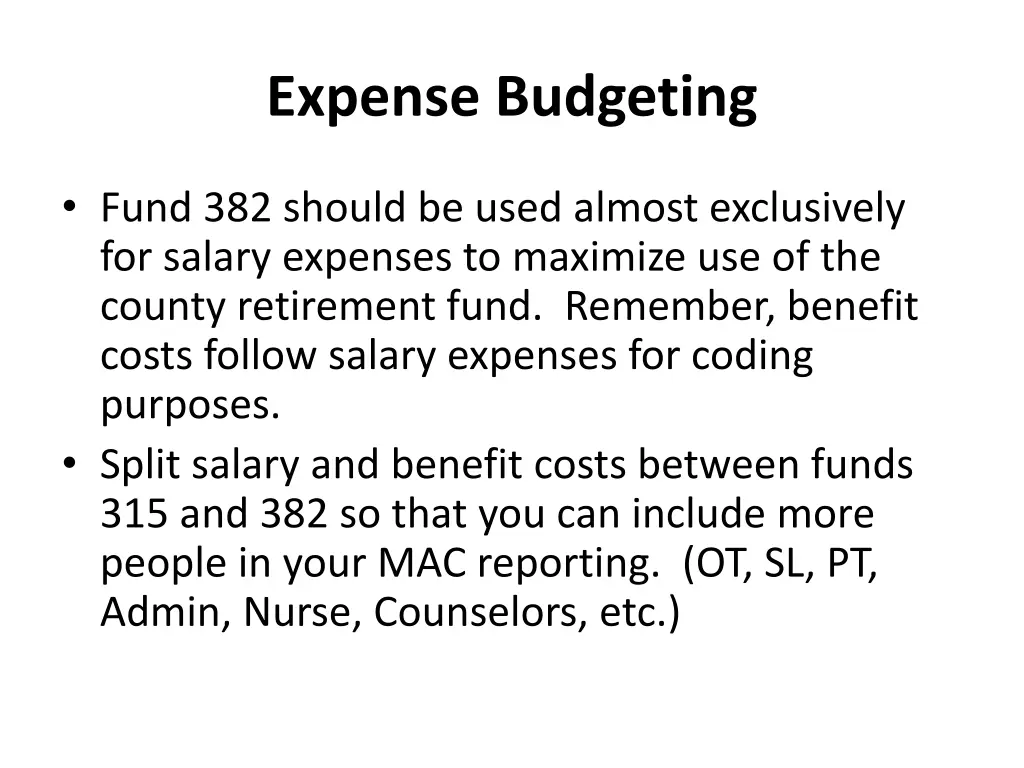 expense budgeting