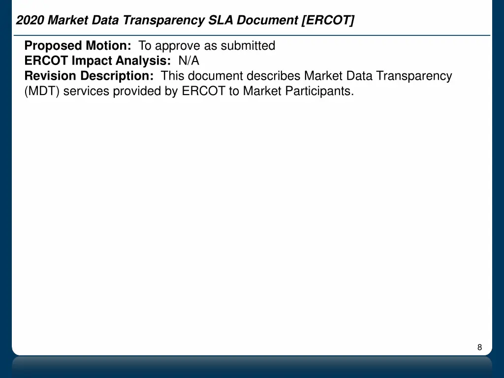 2020 market data transparency sla document ercot