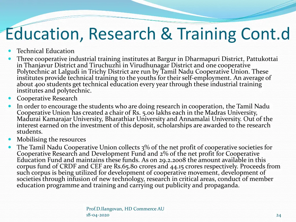 education research training cont d