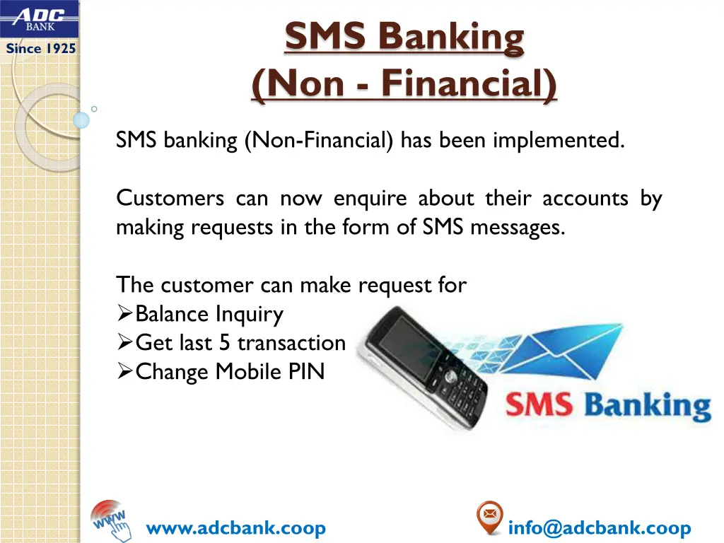 sms banking non financial