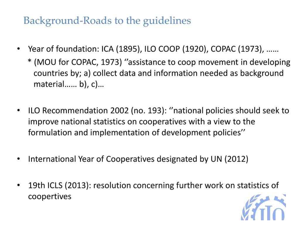 background roads to the guidelines