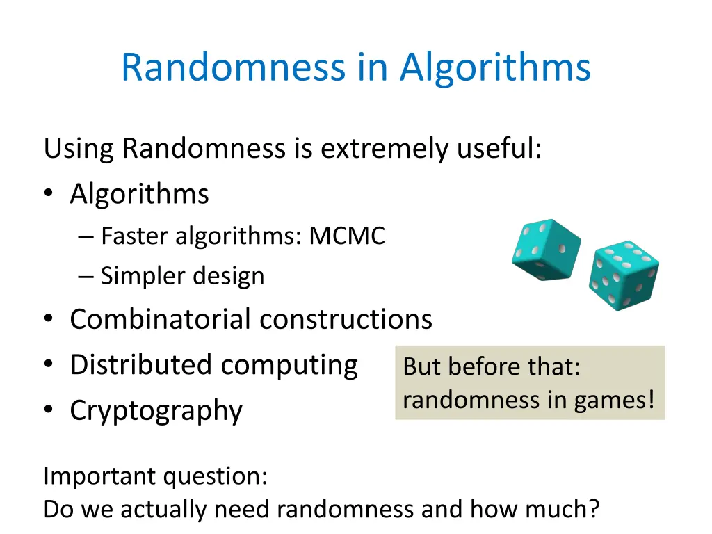 randomness in algorithms