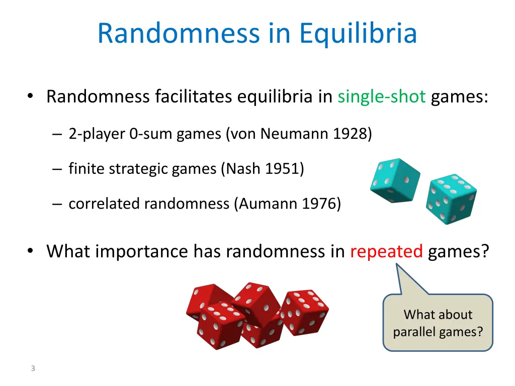 randomness in equilibria