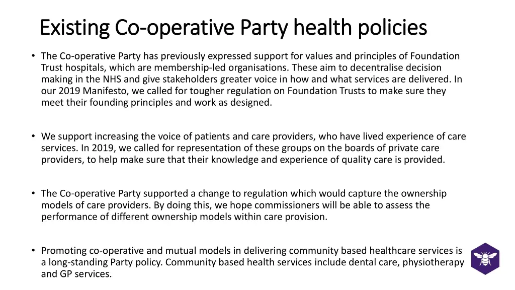 existing co existing co operative party health