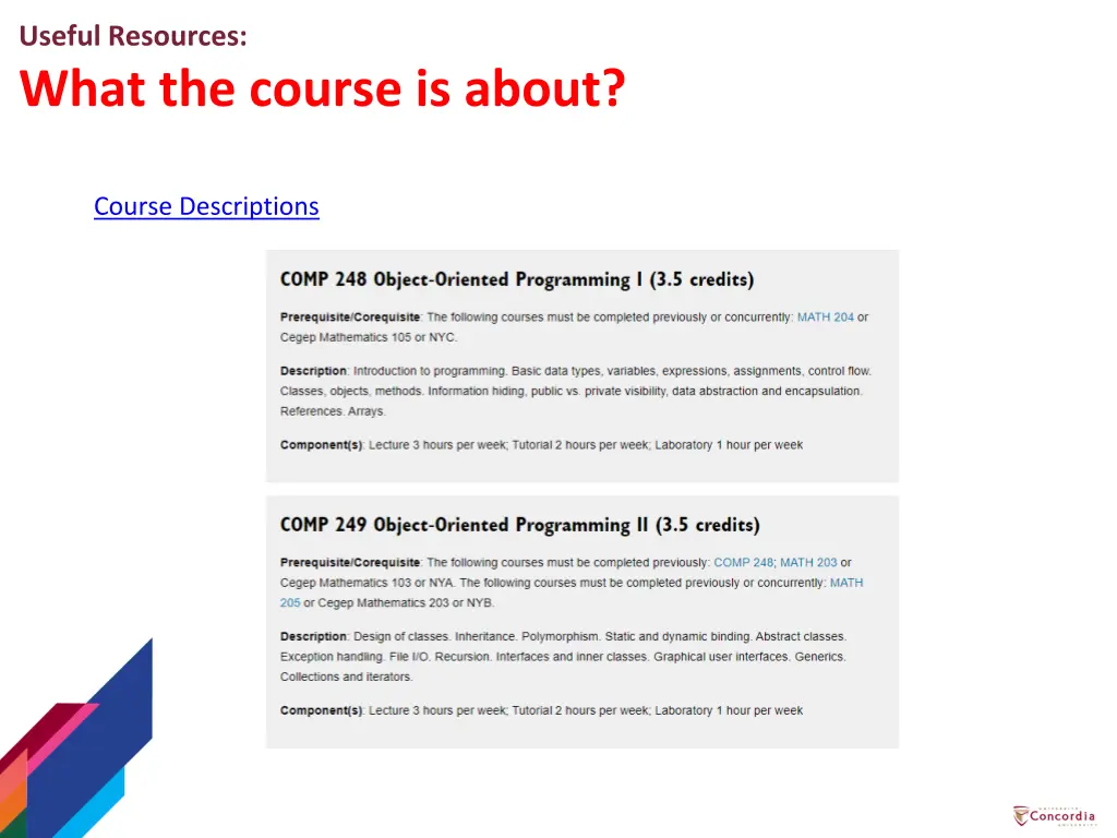 useful resources what the course is about