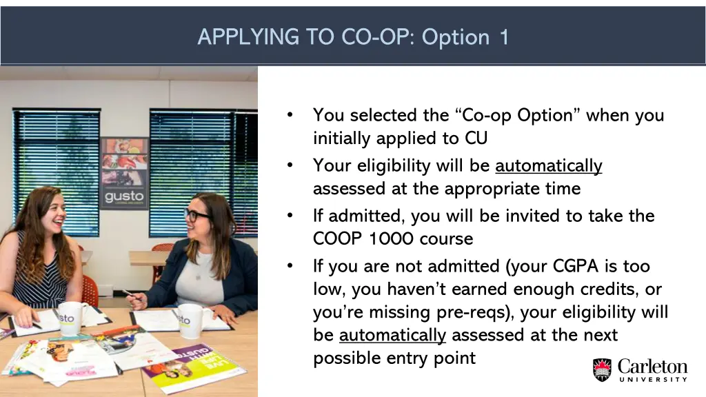 applying to co op option 1