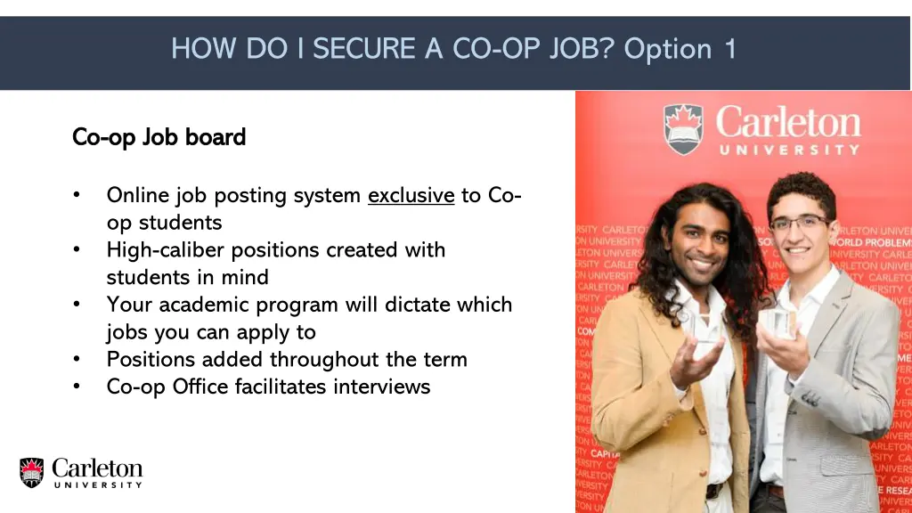 how do i secure a co op job option 1