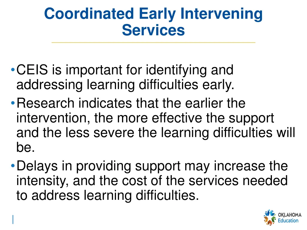 coordinated early intervening services