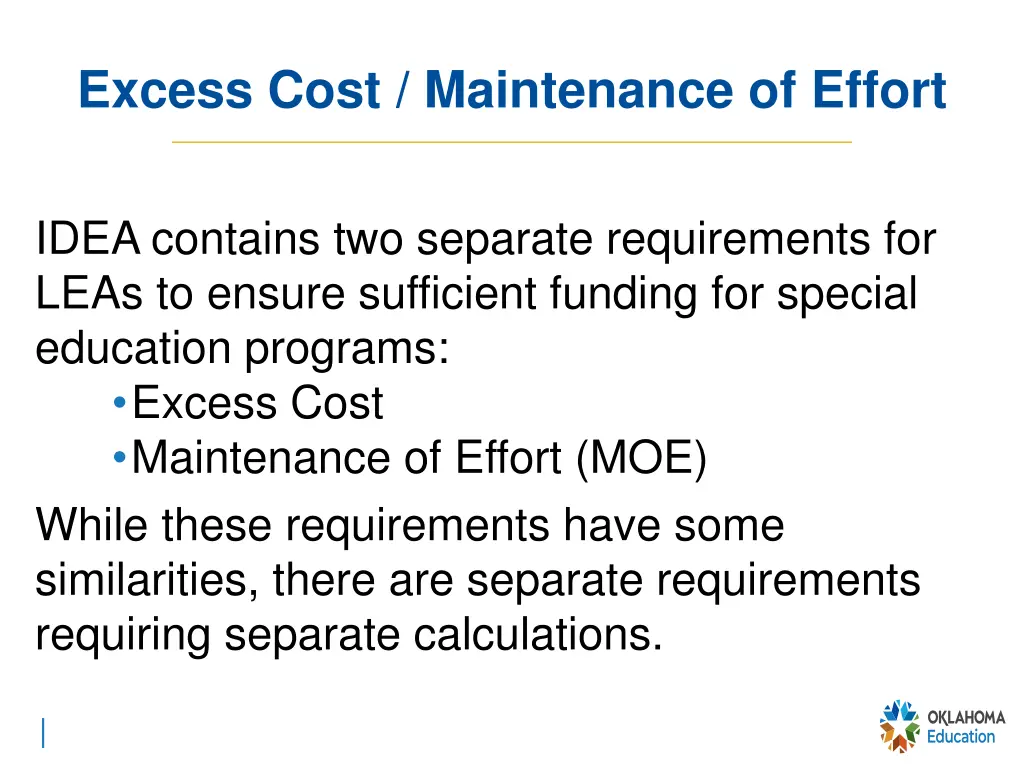 excess cost maintenance of effort 1