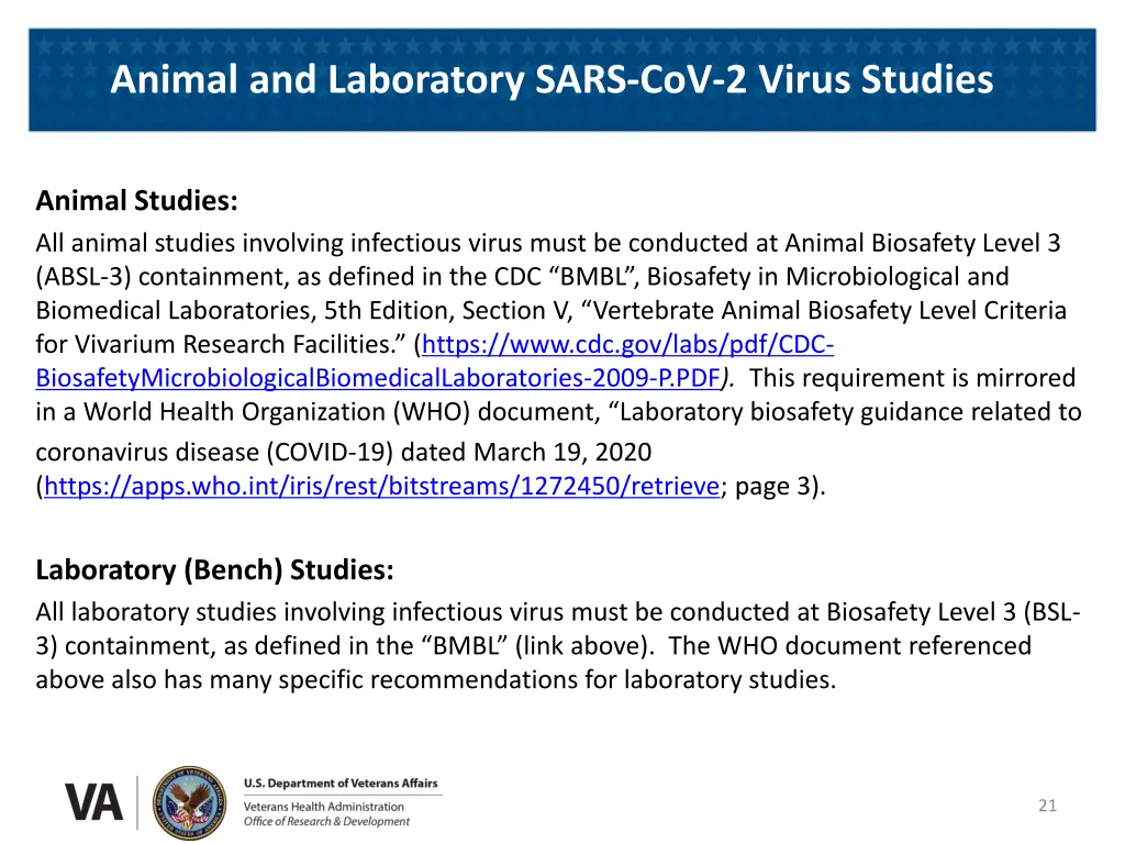 animal and laboratory sars cov 2 virus studies