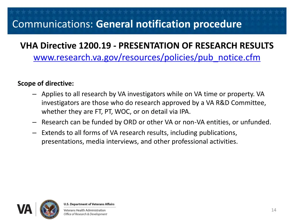 communications general notification procedure