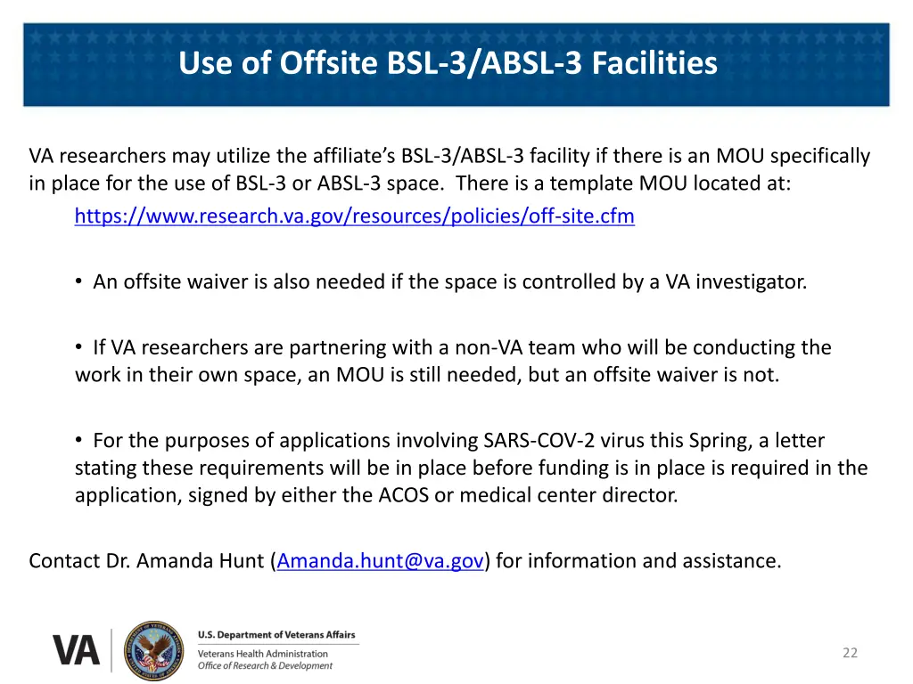 use of offsite bsl 3 absl 3 facilities