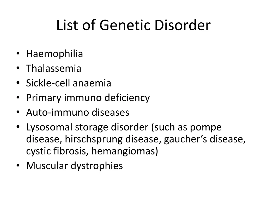 list of genetic disorder