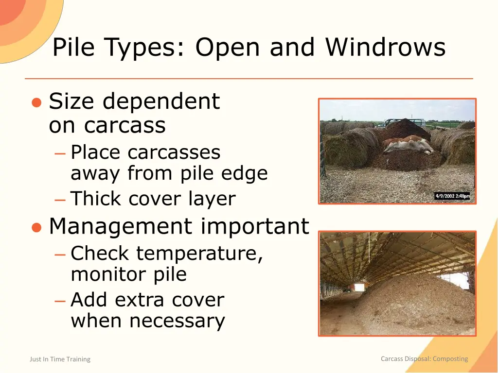 pile types open and windrows