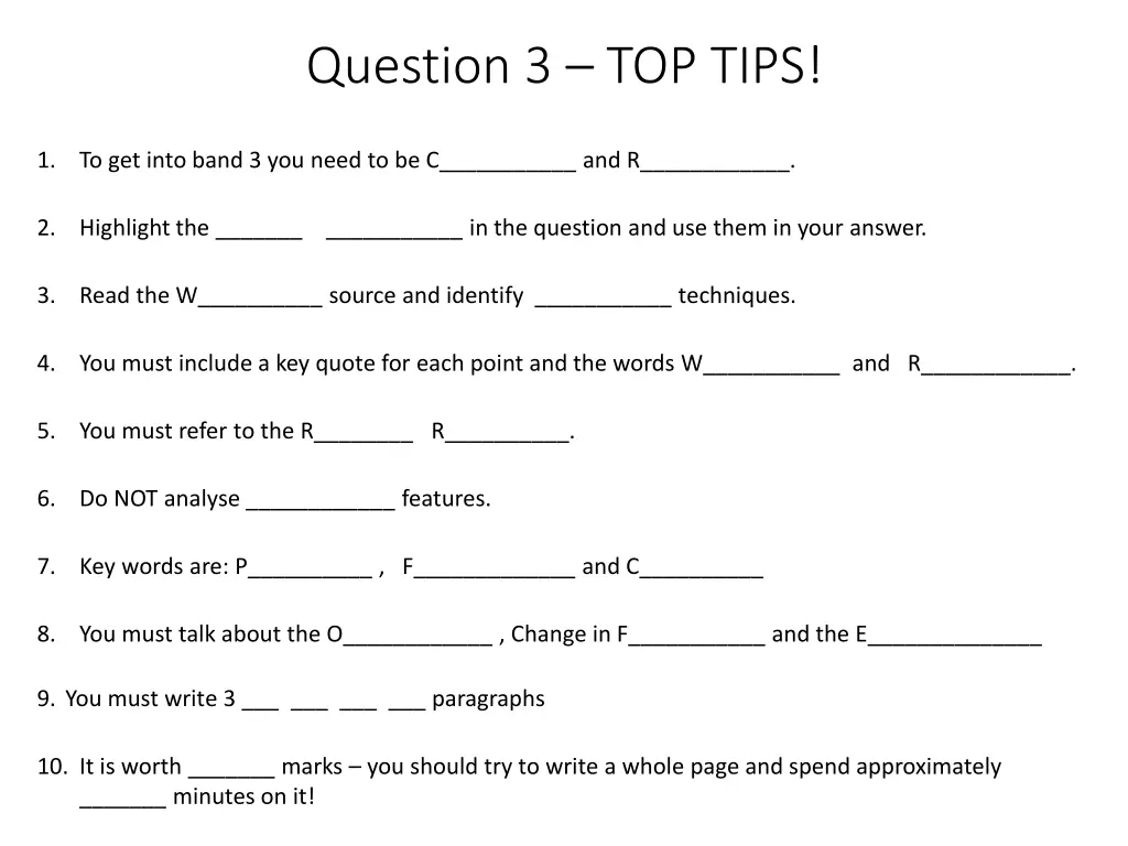 question 3 top tips