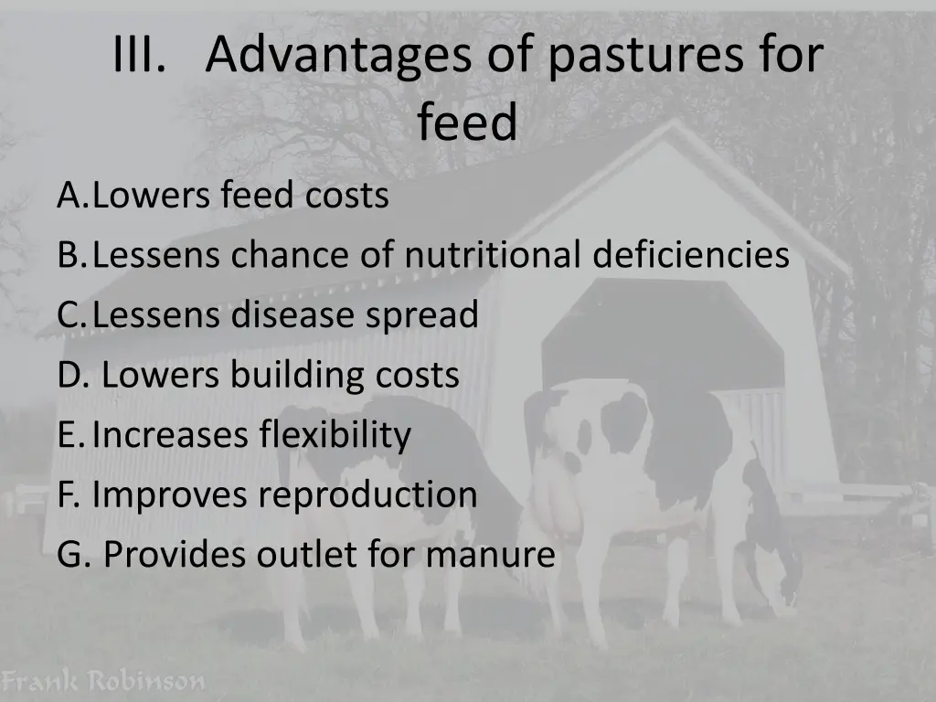 iii advantages of pastures for feed