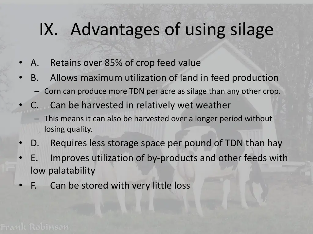 ix advantages of using silage