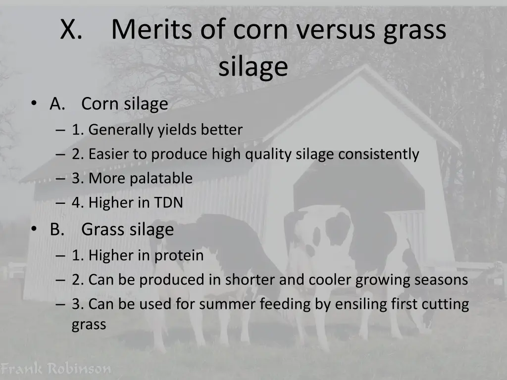 x merits of corn versus grass silage a corn