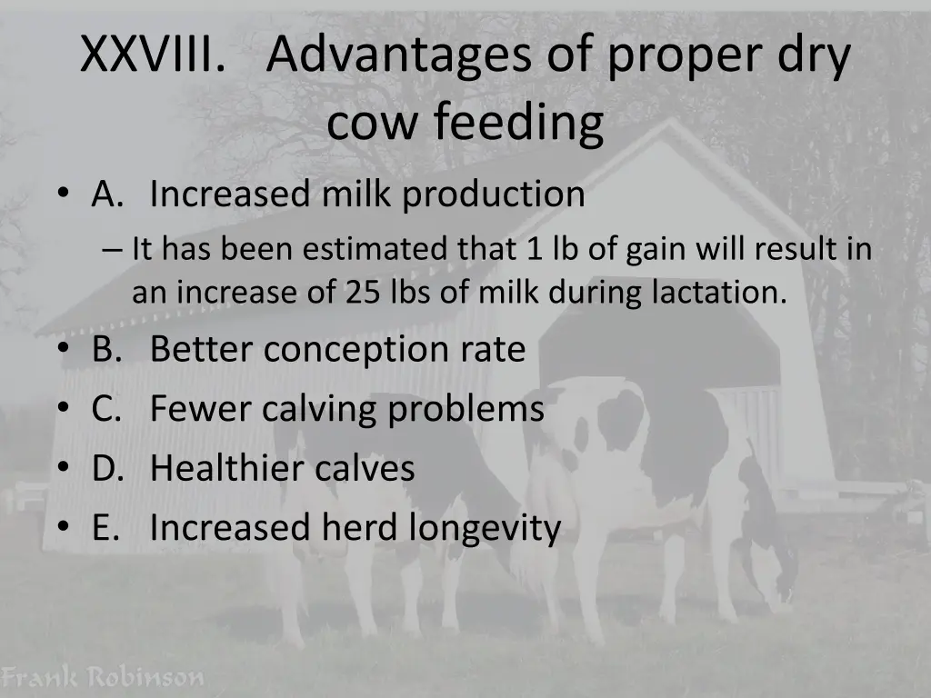 xxviii advantages of proper dry cow feeding