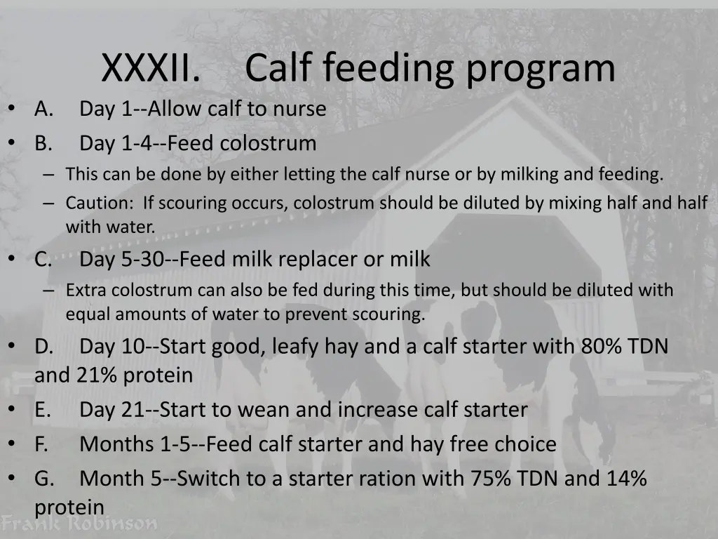 xxxii day 1 allow calf to nurse day 1 4 feed