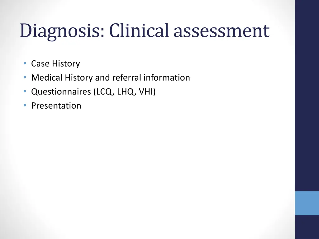 diagnosis clinical assessment