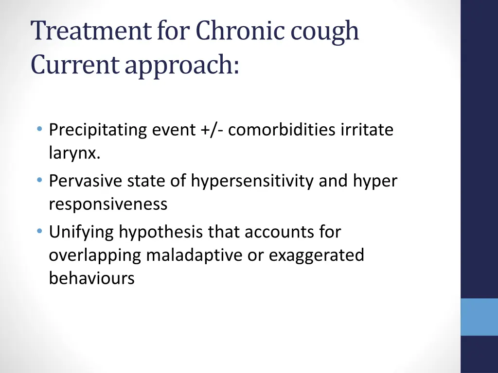 treatment for chronic cough current approach