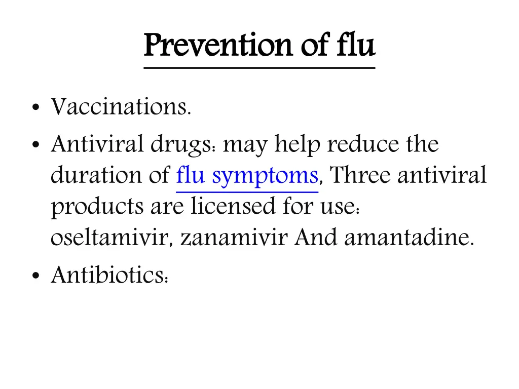 prevention of flu