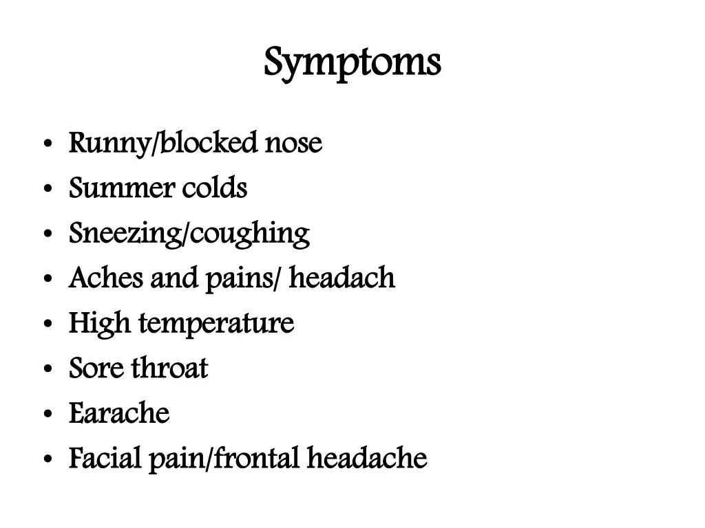 symptoms