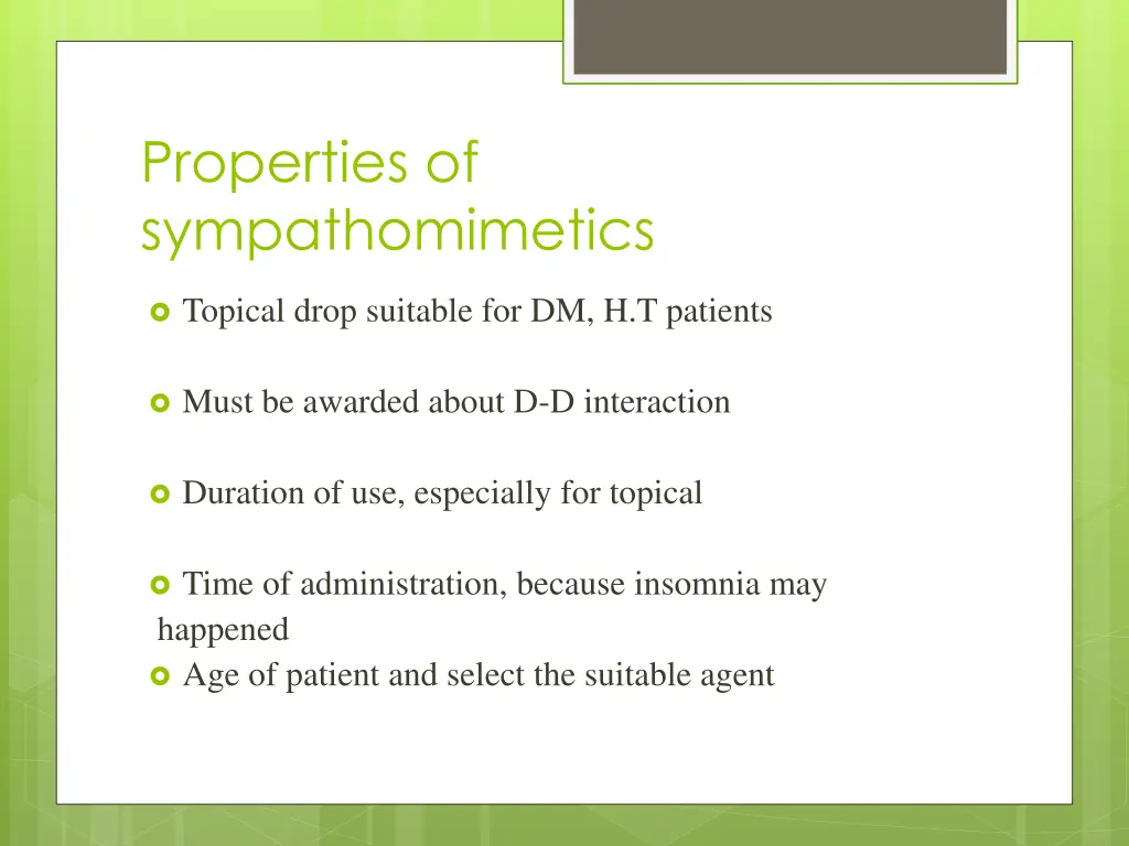 properties of sympathomimetics