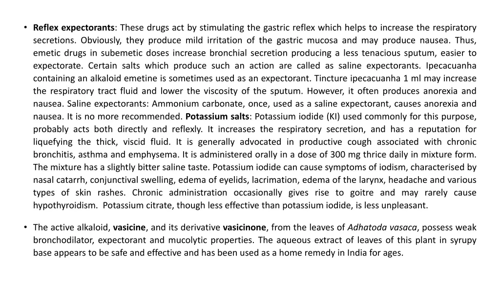 reflex expectorants these drugs