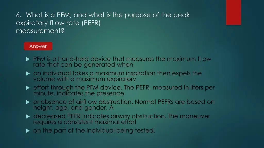 6 what is a pfm and what is the purpose