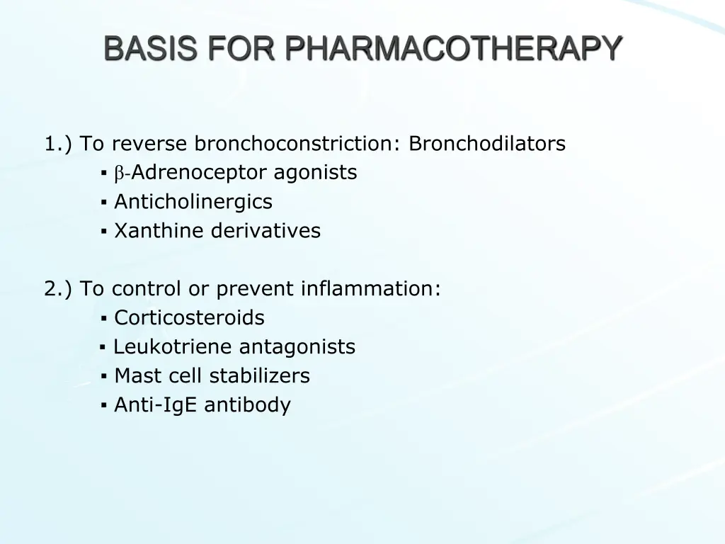 basis for pharmacotherapy