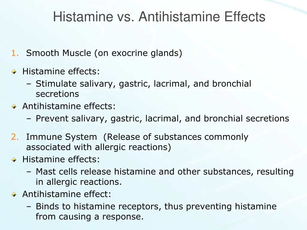 histamine vs antihistamine effects