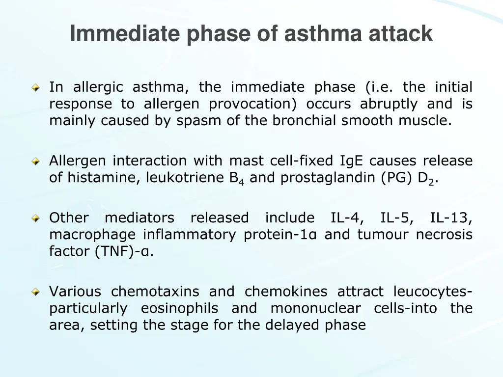 immediate phase of asthma attack