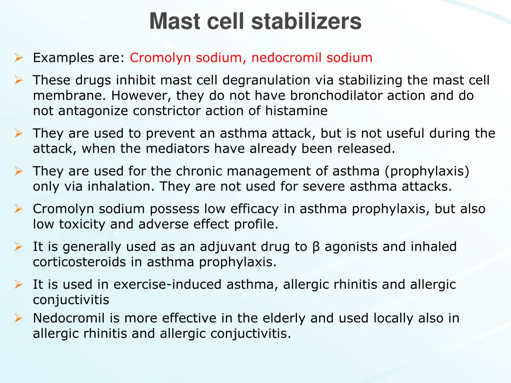 mast cell stabilizers