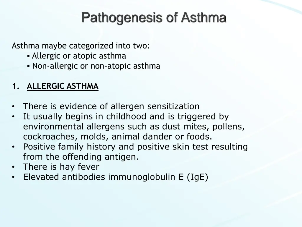 pathogenesis of asthma