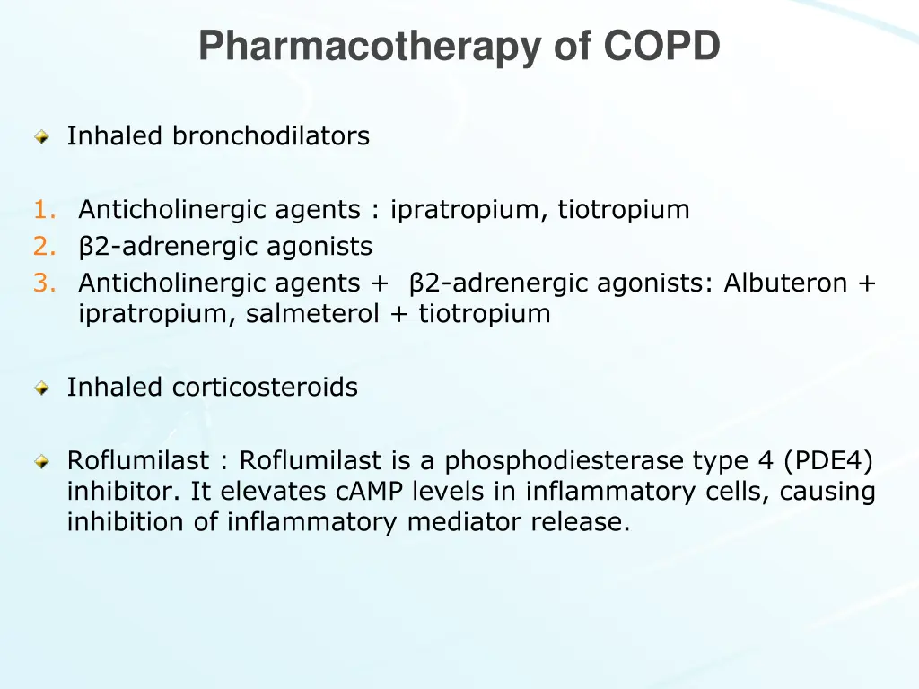 pharmacotherapy of copd