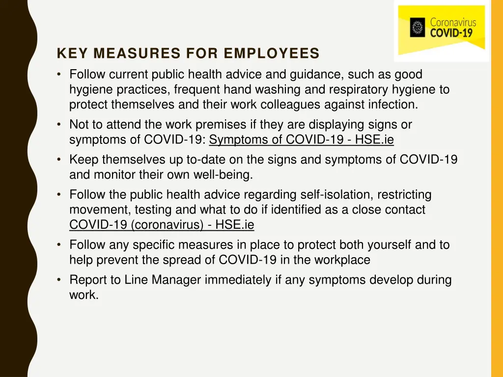 key measures for employees follow current public