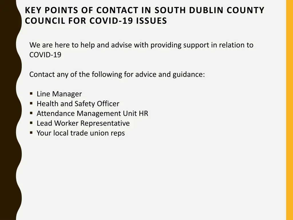 key points of contact in south dublin county