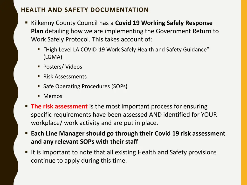 health and safety documentation