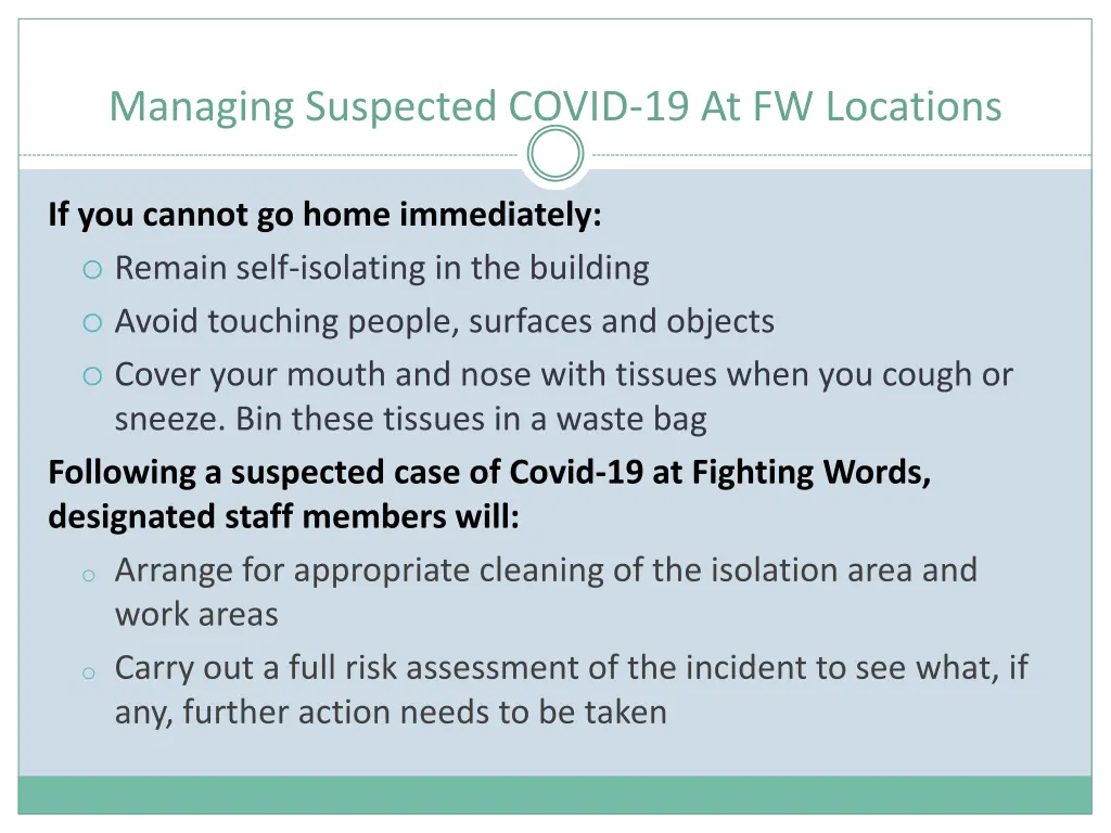 managing suspected covid 19 at fw locations 1