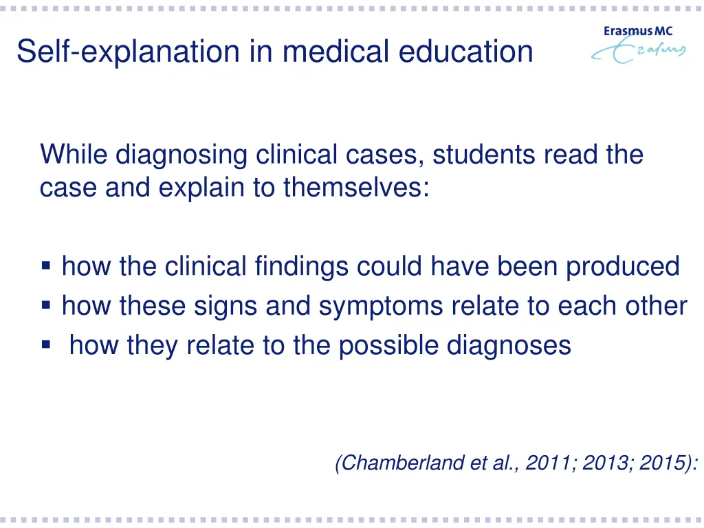 self explanation in medical education