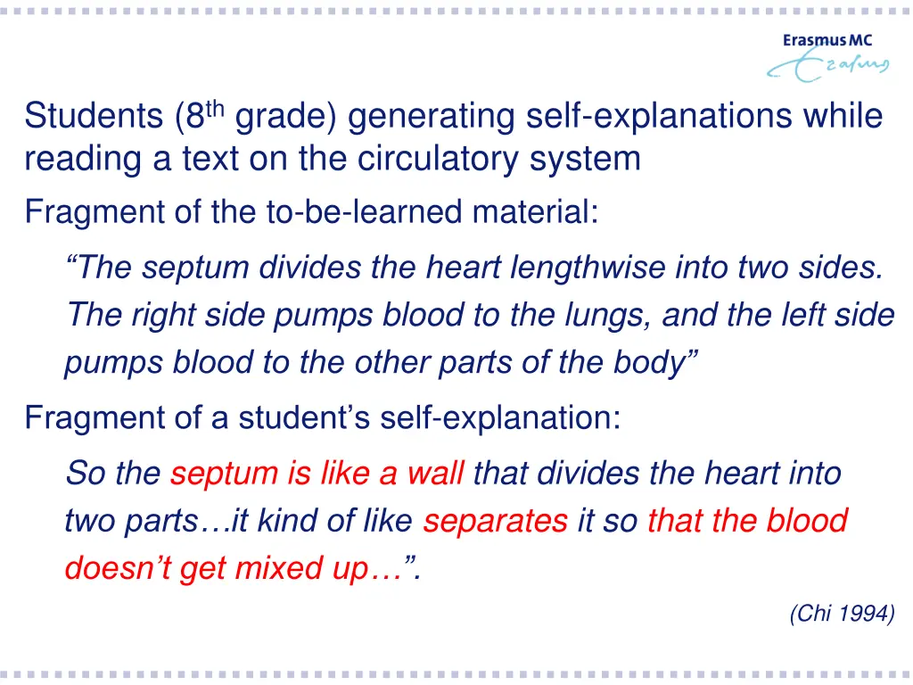 students 8 th grade generating self explanations