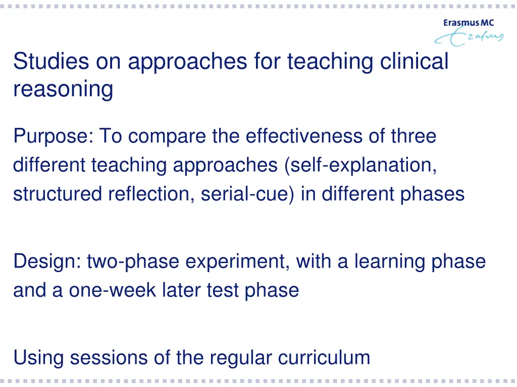 studies on approaches for teaching clinical