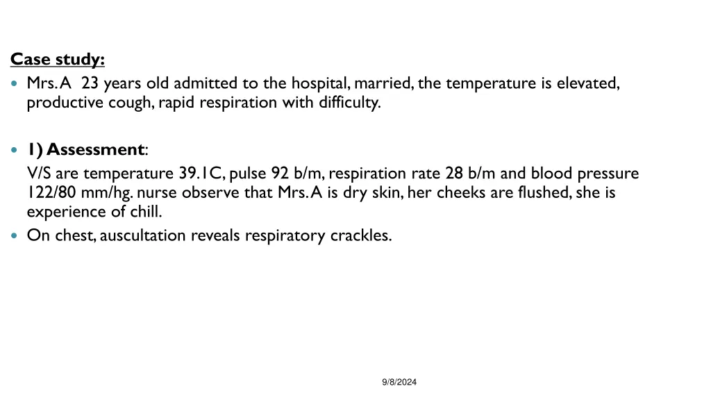 case study mrs a 23 years old admitted